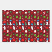 かわいいクリスマスサンタ&雪だるまセット3 ラッピングペーパーシート (正面)
