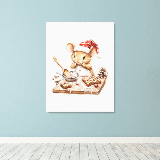 かわいいクリスマスシェフマウス キャンバスプリント (インサイチュ (ウッドフロア))