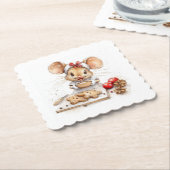 かわいいクリスマスシェフマウス ペーパーコースター (アングル)