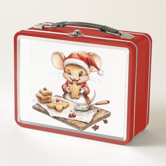 かわいいクリスマスシェフマウス メタルランチボックス (正面)
