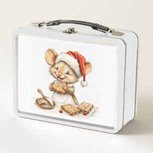 かわいいクリスマスシェフマウス メタルランチボックス