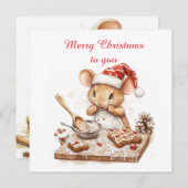 かわいいクリスマスシェフマウス 招待状 (正面/裏面)