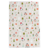 かわいいクリスマスシンボル ミディアムペーパーバッグ (正面)