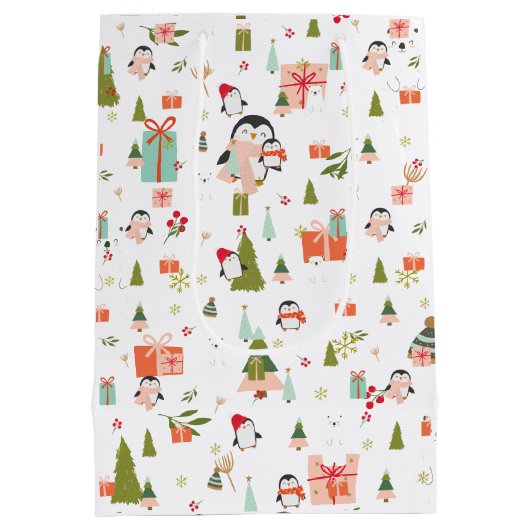 かわいいクリスマスシンボル ミディアムペーパーバッグ (裏面)