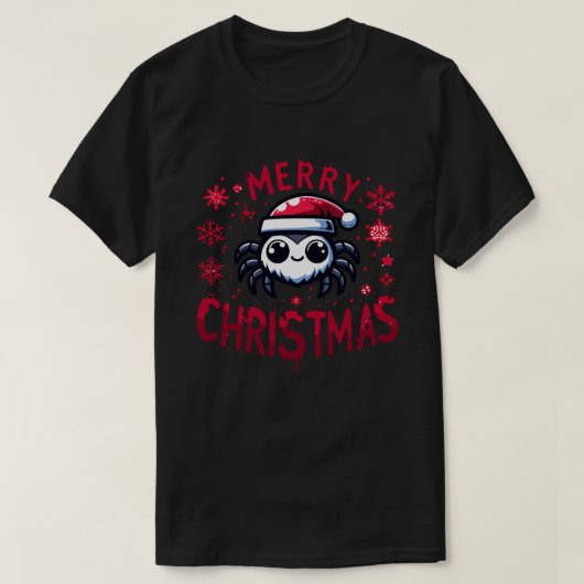 かわいいクリスマスジャンプのクモ Tシャツ (デザイン正面)