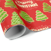 かわいいクリスマスジンジャーブレッドの木々の休日 ラッピングペーパー (ロールコーナー)