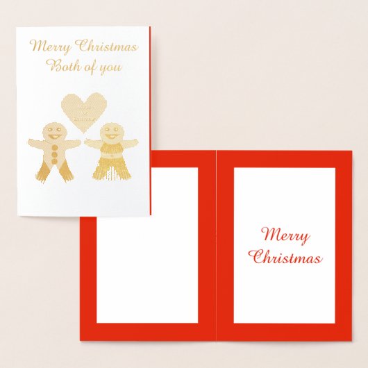 かわいいクリスマスジンジャーブレッドカスタムカップル 箔カード (ディスプレー)