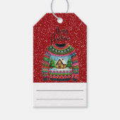かわいいクリスマスジンジャーブレッドハウス醜いクリスマスセーター ギフトタグ (正面)