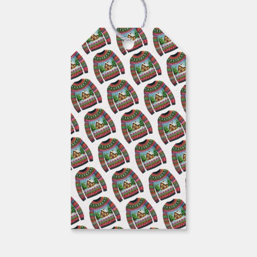 かわいいクリスマスジンジャーブレッドハウス醜いクリスマスセーター ギフトタグ (裏面)