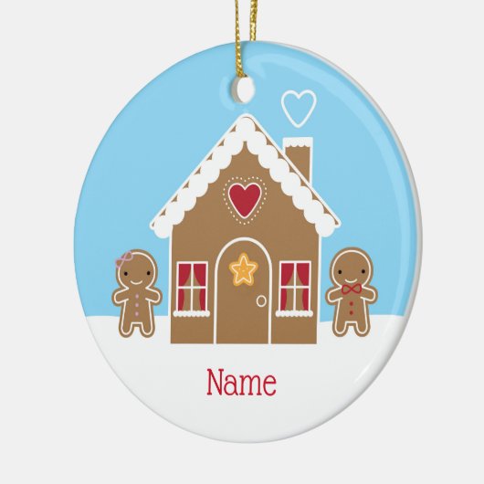 かわいいクリスマスジンジャーブレッドハウス セラミックオーナメント (左)