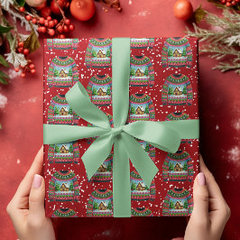 かわいいクリスマスジンジャーブレッドハウス ダサいクリスマススウェター ラッピングペーパー