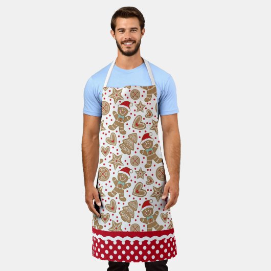 かわいいクリスマスジンジャーブレッドベーキング エプロン (着用した状態)