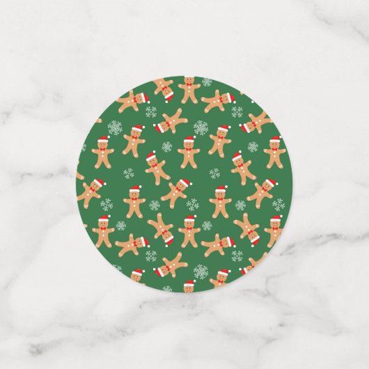 かわいいクリスマスジンジャーブレッドマンオングリーン コンフェッティ (スモール正面)