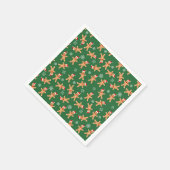かわいいクリスマスジンジャーブレッドマンオングリーン スタンダードカクテルナプキン (角)