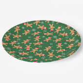 かわいいクリスマスジンジャーブレッドマンオングリーン ペーパープレート (アングル)