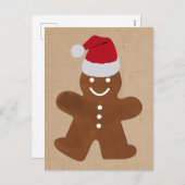 かわいいクリスマスジンジャーブレッドマンクッキークラフト シーズンポストカード (正面/裏面)