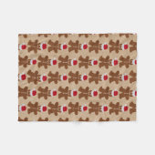 かわいいクリスマスジンジャーブレッドマンクッキークラフト フリースブランケット (正面(横))