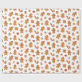 かわいいクリスマスジンジャーブレッドマンクッキーパターン ラッピングペーパー (フラット)