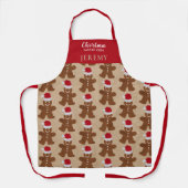 かわいいクリスマスジンジャーブレッドマンクッキーベーキングクルー エプロン (正面)