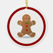 かわいいクリスマスジンジャーブレッドマンパーソナライズされた セラミックオーナメント (正面)