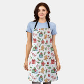 かわいいクリスマスジンジャーブレッドマン エプロン (着用した状態)