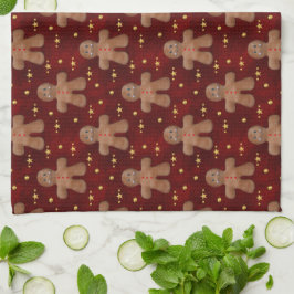 かわいいクリスマスジンジャーブレッドマン キッチンタオル