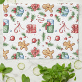 かわいいクリスマスジンジャーブレッドマン キッチンタオル (折り畳み)