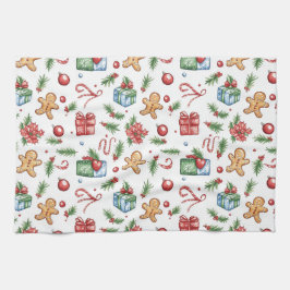かわいいクリスマスジンジャーブレッドマン キッチンタオル