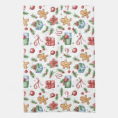 かわいいクリスマスジンジャーブレッドマン キッチンタオル (縦)