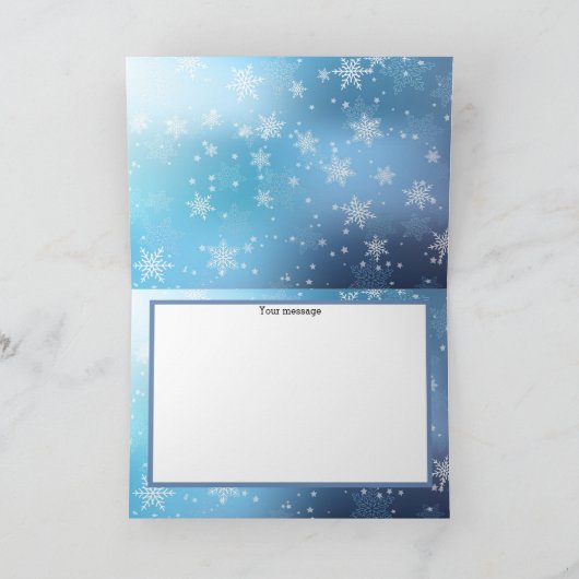 かわいいクリスマススカンジナビアスタイルの青 シーズンカード (内部)