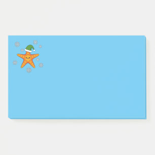 かわいいクリスマススタフィッシュオンブルーバッファローパターン ポストイット