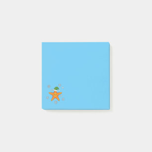 かわいいクリスマススタフィッシュオンブルーバッファローパターン ポストイット