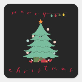 かわいいクリスマスステッカー スクエアシール