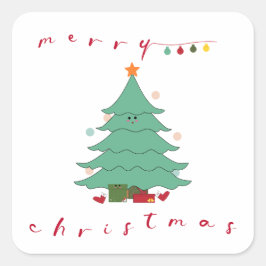 かわいいクリスマスステッカー スクエアシール