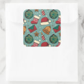 かわいいクリスマスストッキングとサンタハット スクエアシール (バッグ)