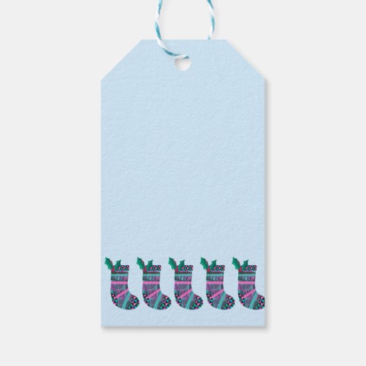 かわいいクリスマスストッキングパターンギフトラベル ギフトタグ (裏面)