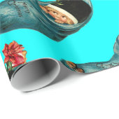 かわいいクリスマスストッキング、小さな子供のターコイズ ラッピングペーパー (ロールコーナー)