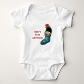 かわいいクリスマスストッキング,小さな子供,ピンクブルー ベビーボディスーツ (正面)