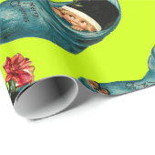 かわいいクリスマスストッキング，小さな子供，緑 ラッピングペーパー (ロールコーナー)