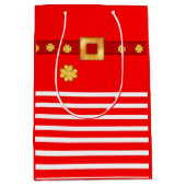 かわいいクリスマスストライプの抱き枕 ミディアムペーパーバッグ (正面)