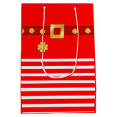 かわいいクリスマスストライプの抱き枕 ミディアムペーパーバッグ (裏面)