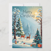 かわいいクリスマススノーウィーウィンターフォレストホリデーカード シーズンカード (正面)