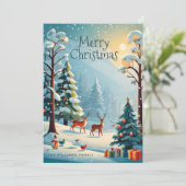 かわいいクリスマススノーウィーウィンターフォレストホリデーカード シーズンカード (スタンド正面)