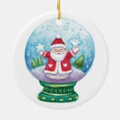 かわいいクリスマススノーグローブサンタクロース、スター、バード セラミックオーナメント (裏面)