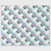 かわいいクリスマススノーグローブサンタクロース、スター、バード ラッピングペーパー (フラット)