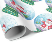 かわいいクリスマススノーグローブサンタクロース、スター、バード ラッピングペーパー (ロールコーナー)