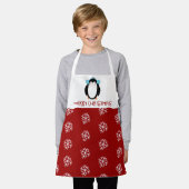 かわいいクリスマススノーフレークペンギンホリデーキッズ エプロン (着用した状態)