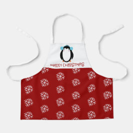 かわいいクリスマススノーフレークペンギンホリデーキッズ エプロン