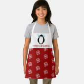 かわいいクリスマススノーフレークペンギンホリデーキッズ エプロン (インサイチュ)