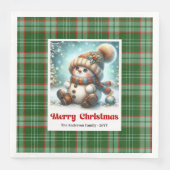 かわいいクリスマススノーマンナプキン　水彩画風カスタムデザイン (正面)